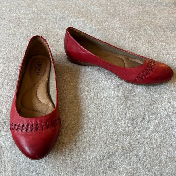 Born ballet flats, red leather - Picture 1 of 5